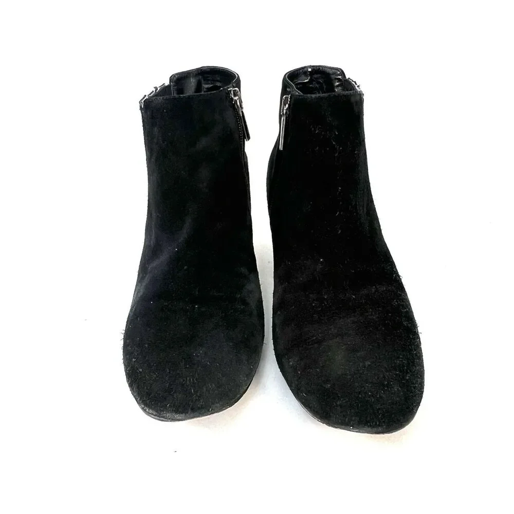 Aquatalia By Marvin K Boots Womens 9.5 Casual Zip Ankle Bootie Black Suede Heels
